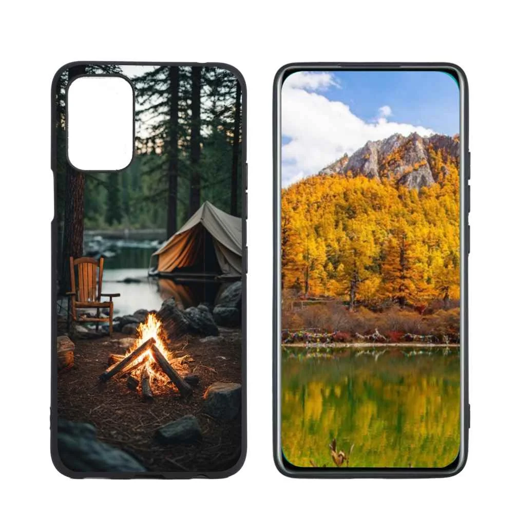 Rustic-forest-campfire-scenes-1 phone case for LG K62 for Women Men Gifts,Flexible Painting silicone Anti-Scratch Protective Phone Cover