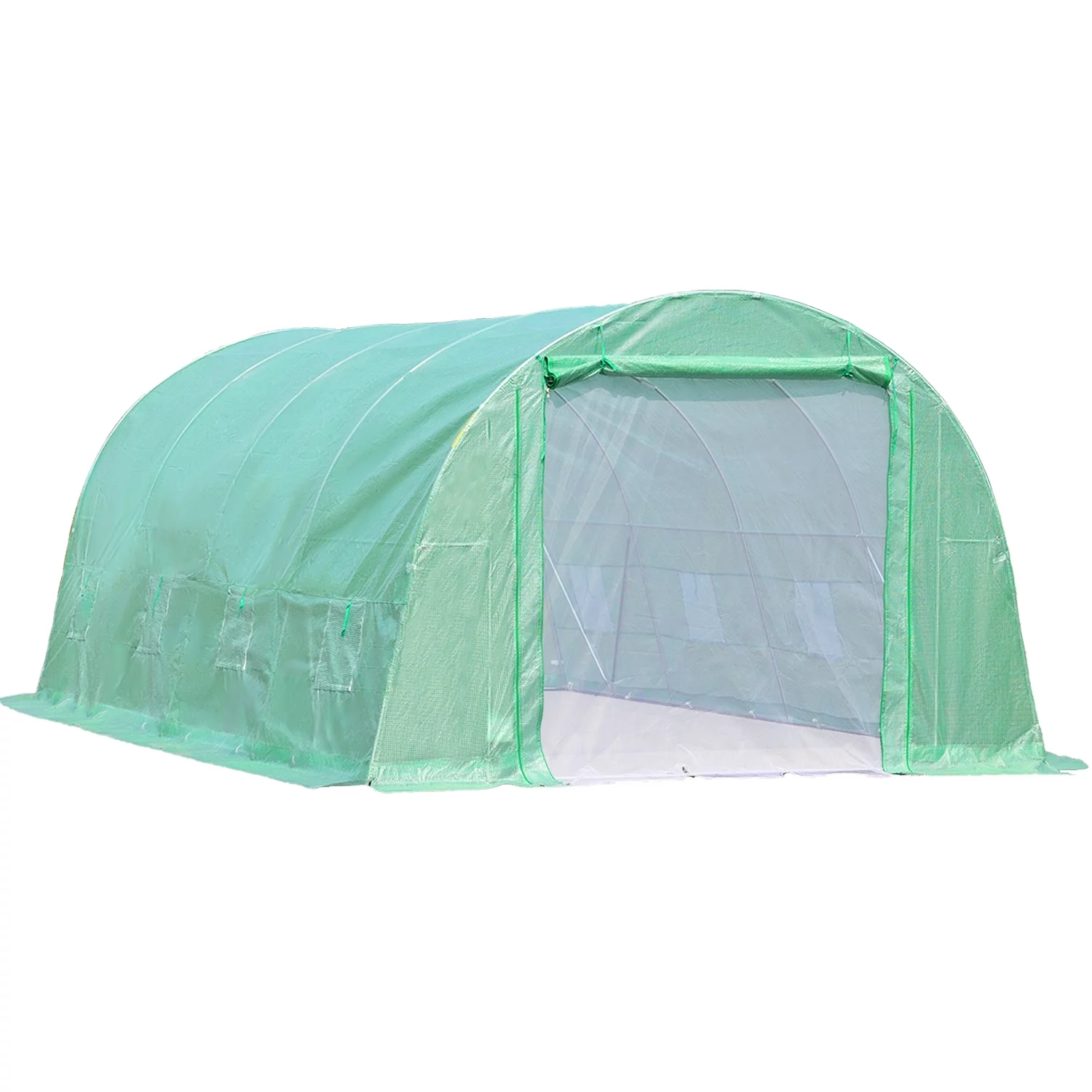 Aoodor 20x10 Large Walk-in Green House with 1 Zippered Screen Doors