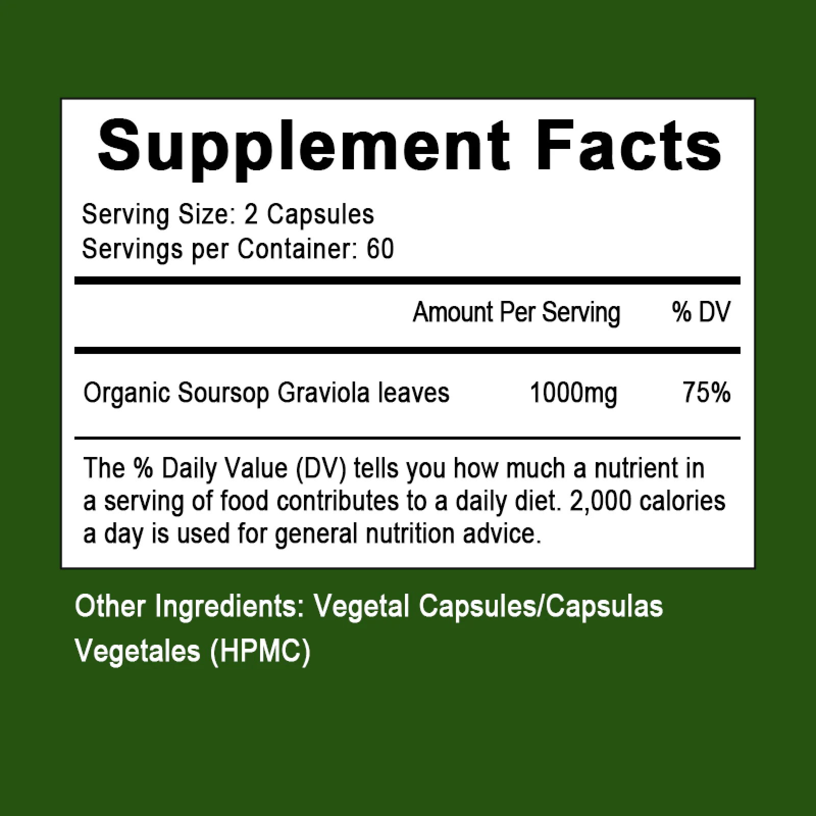 Soursop Graviola Capsules Antioxidant Supplements 1000mg - for Digestion System & Immune Support, Skin Health - 120 Capsules 60 Servings