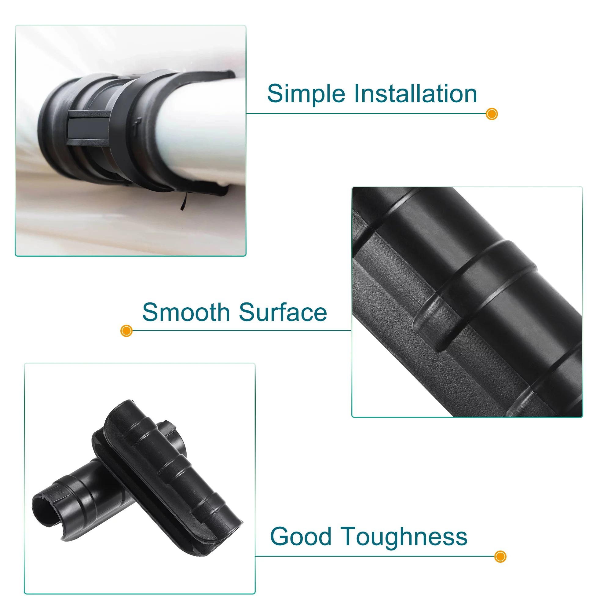 Uxcell 32mm Farm Plastic Clamps Snap Clamps for Greenhouse Film Garden Frame Pipe Black 10 Pack