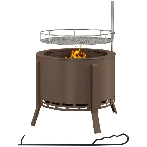 Buumin Outsunny 2-in-1 Smokeless Fire Pit, BBQ Grill, 19