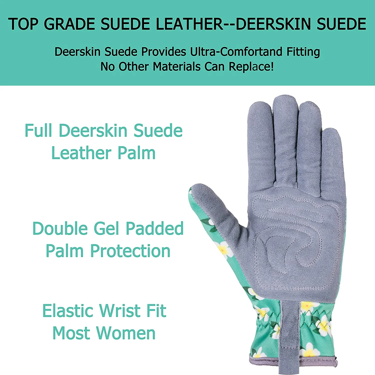 Women's Thorn Proof Deerskin Suede Leather Gardening Gloves (SD6611LL)