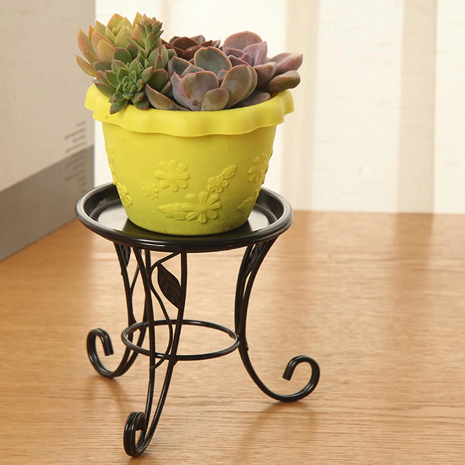 MVNSFEW Flower Basket with Handle Small Simple Mini Table Top Flower Stand Flower Pot Stand Functional Art Succulent Flower Stand
