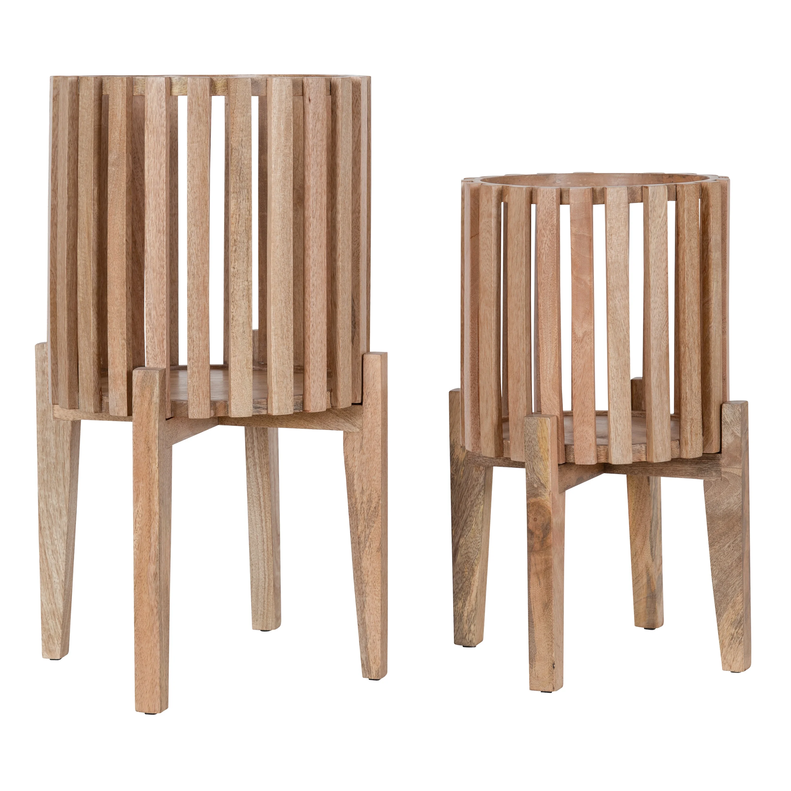 Kate and Laurel Paynter Wood Planter Set, 22 x 12 and 18 x 10, Natural Brown, Boho Modern Wooden Planter Two-Piece Set