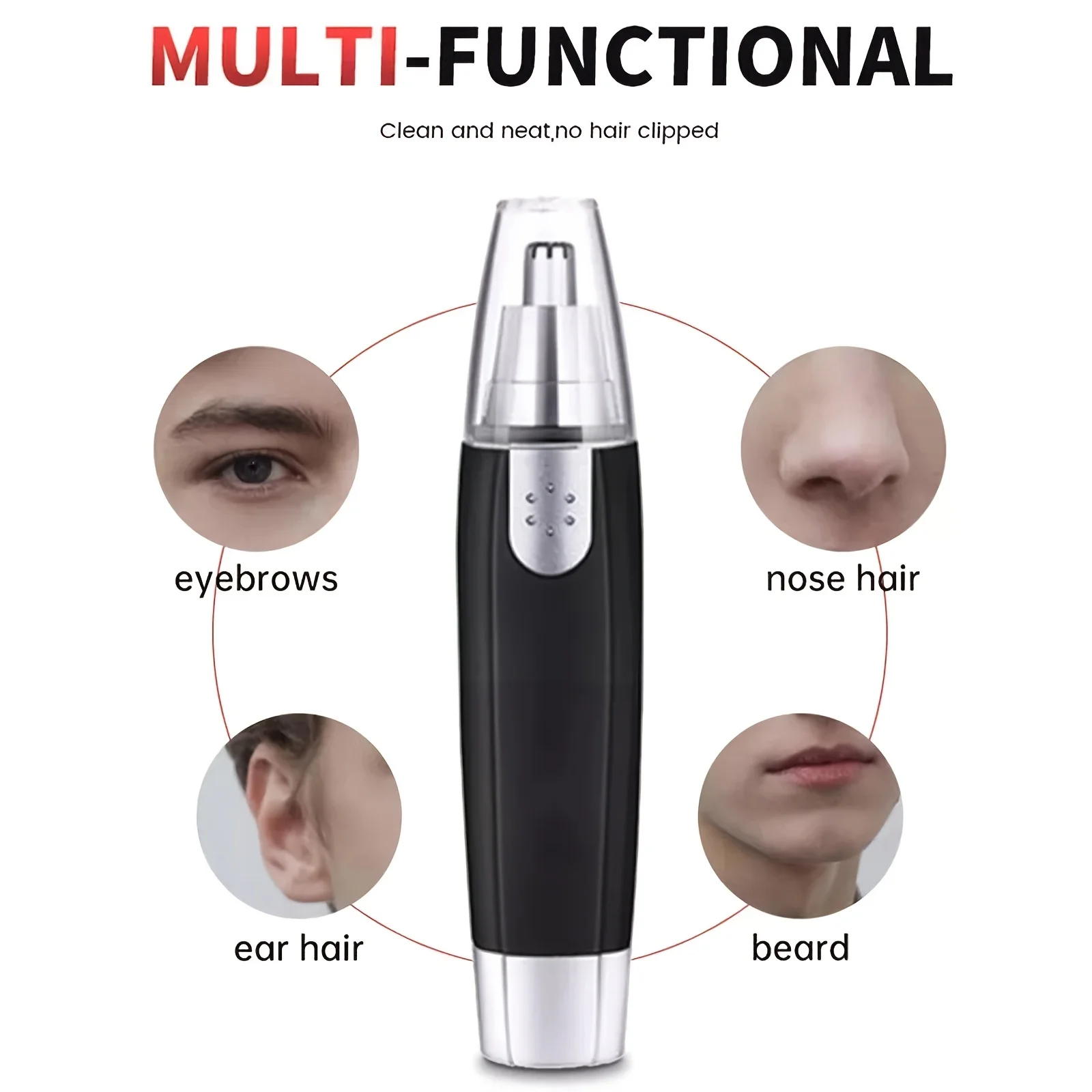 1PC Electric Nose Hair Trimmer, Professional Painless Nose And Ear Hair Trimmer For Women Men Waterproof Stainless Steel Head Dual Edge Blades Nose Hair Remover Mute Efficient Easy Cleansing