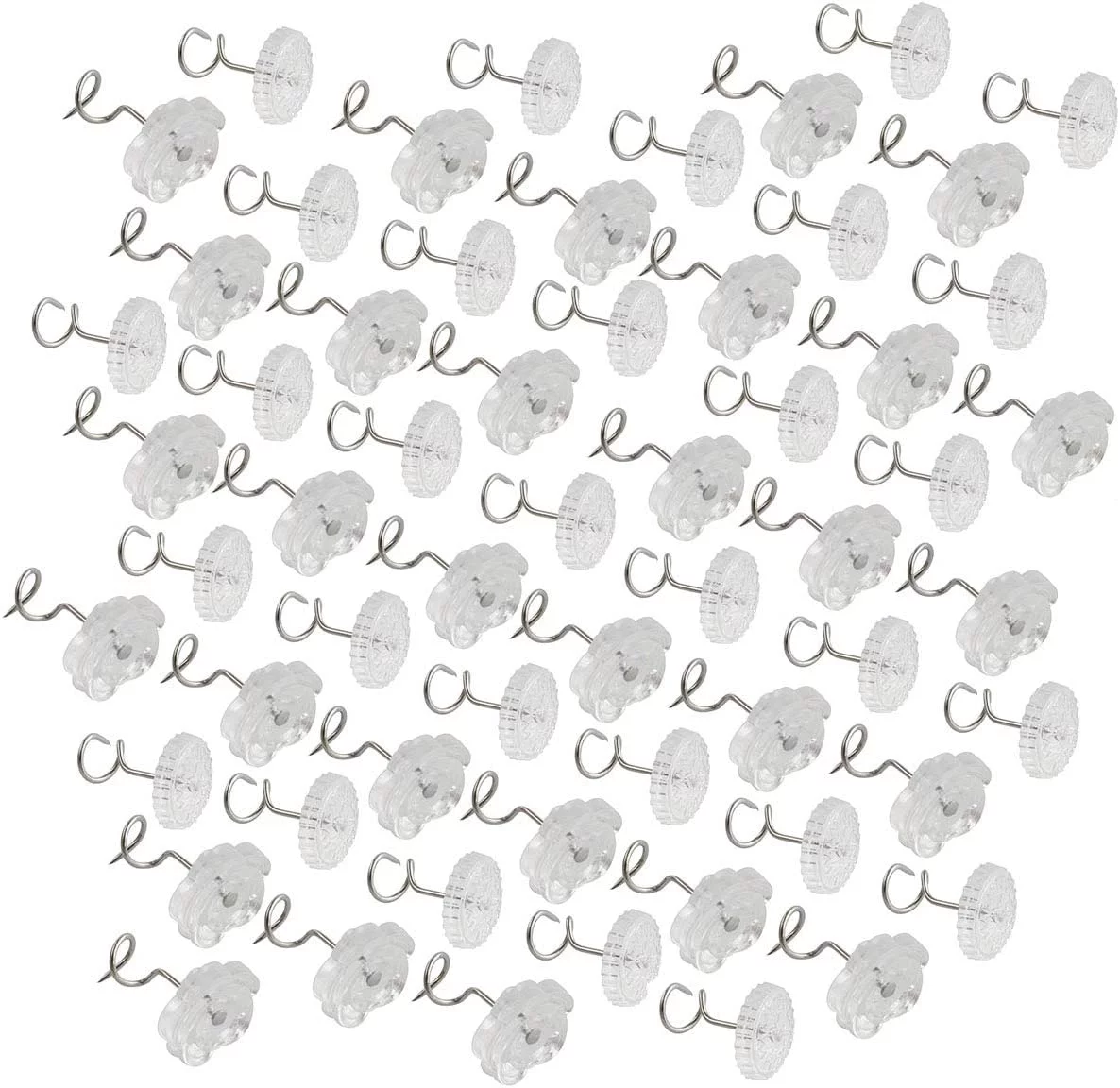 60pcs Transparent Traceless Twisty Pins Fixing Spiral Nail for Bedskirt Furniture Slipcover Upholstery Quilting Chair (30x Disc + 30x Rose)