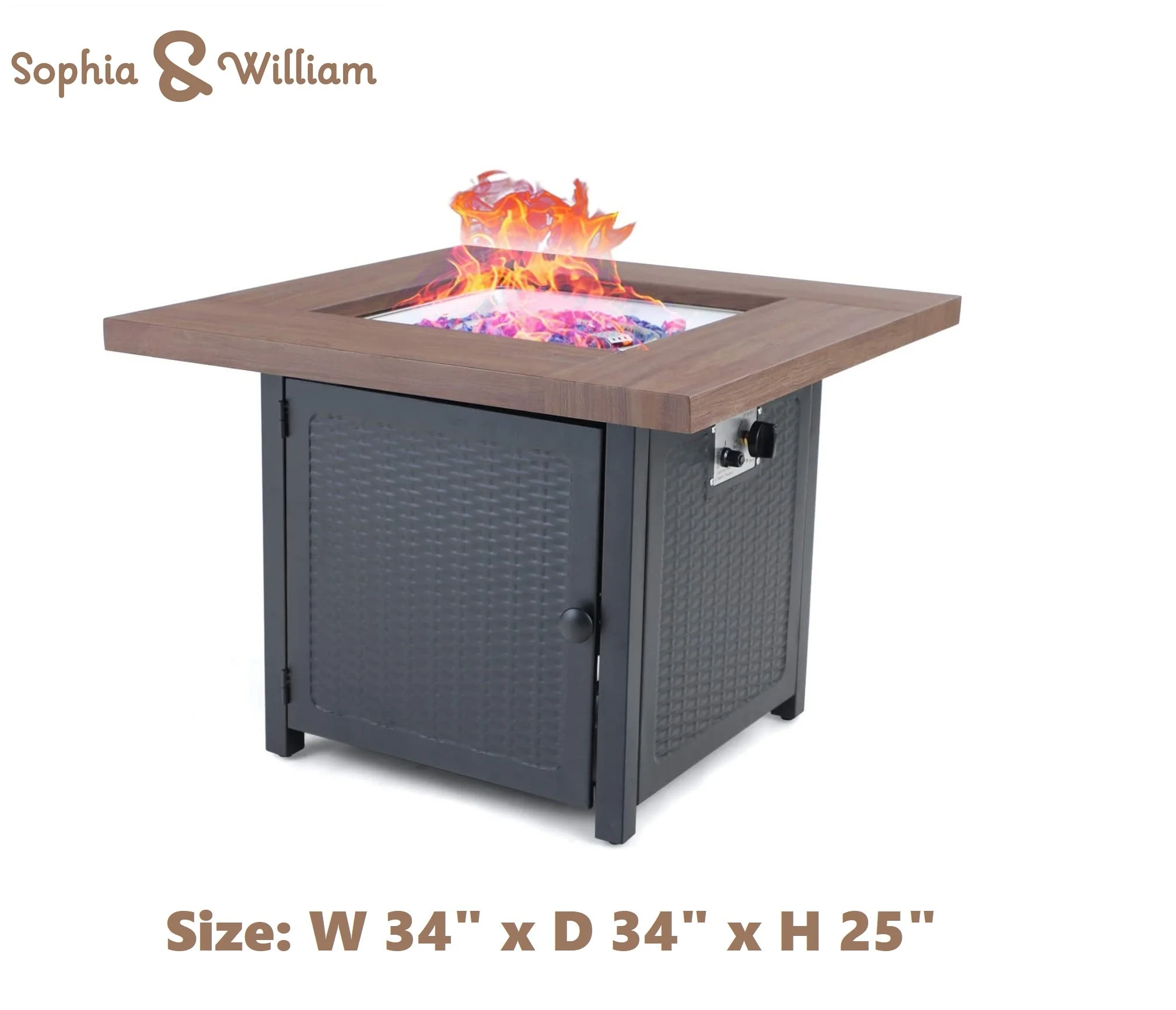 Sophia&William 5-Piece Wicker Patio Dining Set with 50,000 BTU Fire Pit Table