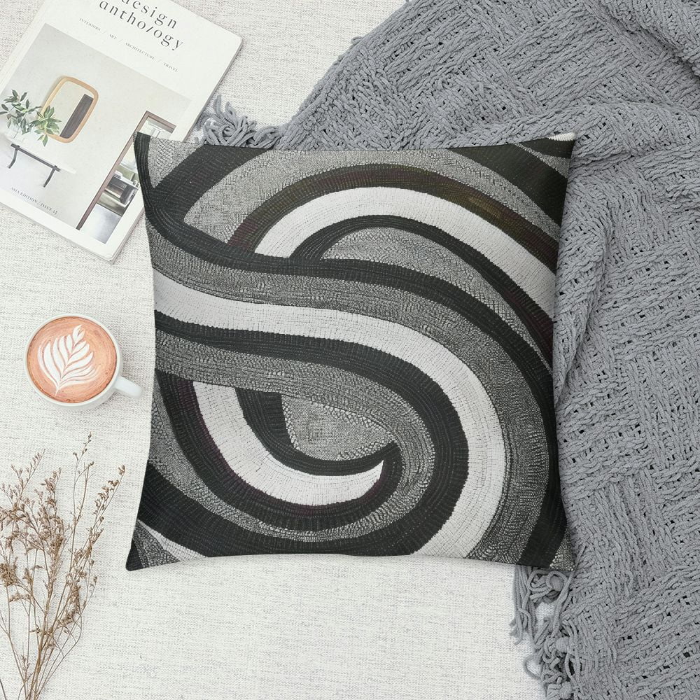 Ollo0ord Geometric Circle Cushion Cover Black and White Art Throw Pillow Cover for Outdoors Chair Retro Gray Print Cushion Case for Bedroom Car Party Couch, White