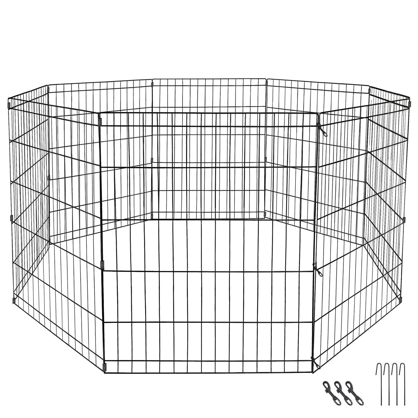 30 Inch 8 Panel Dog Pet Playpen Large Crate Fence Exercise Cage Indoor Outdoor