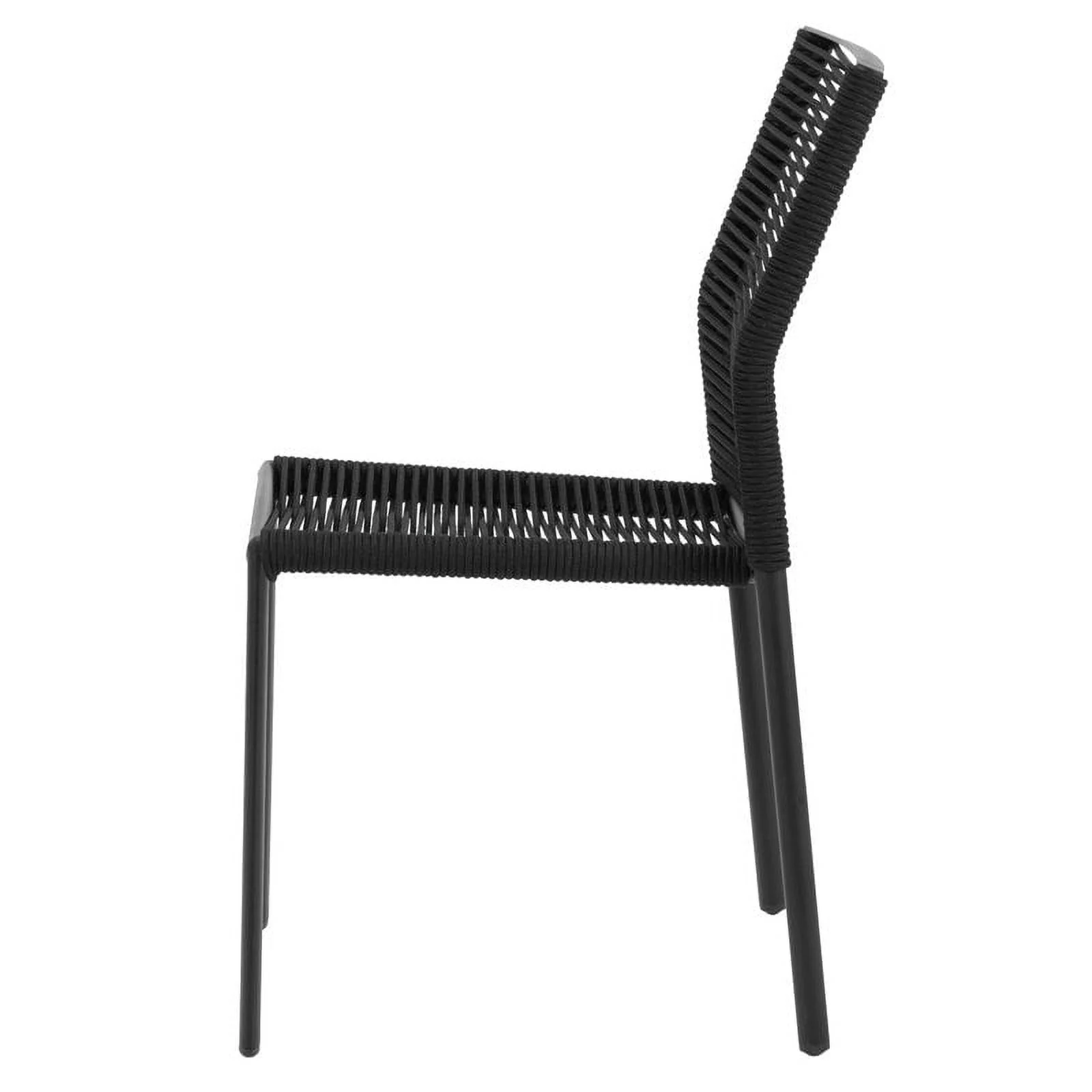 Home Square Aluminum Frame Patio Dining Side Chair in Black Rope - Set of 2