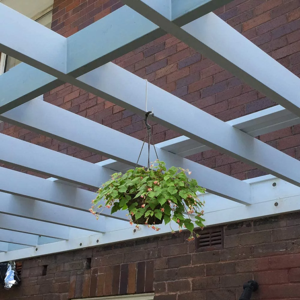 8 Pack Vinyl Fence Hooks, 3 x 8 inch Pergola Hooks Powder Coated Steel Patio Fence Hangers for Hanging Plants, Planters, Bird Feeders, Lights