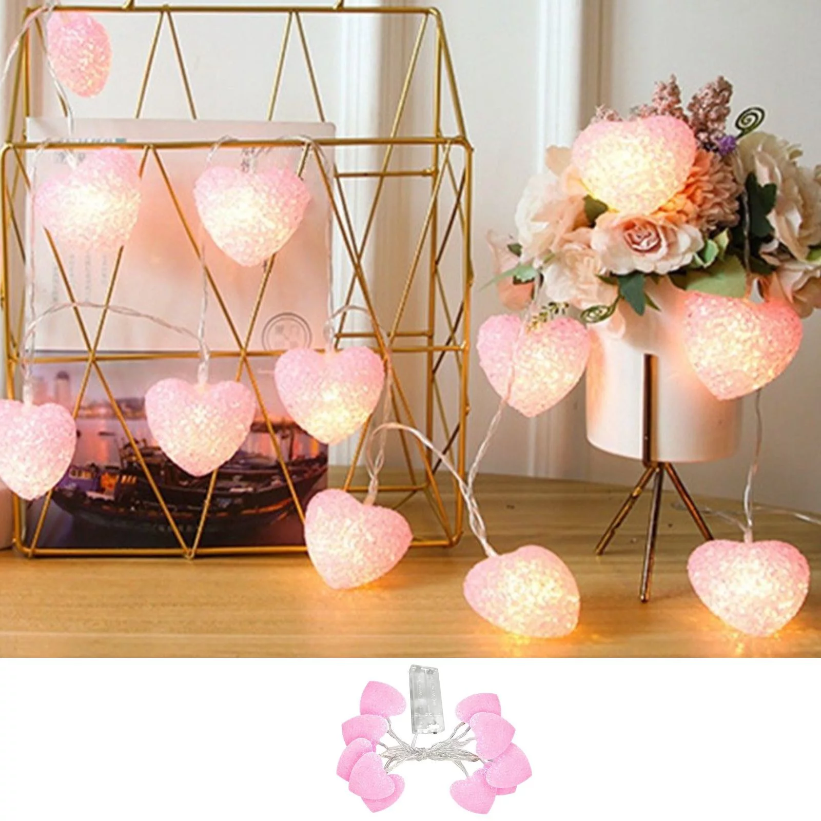 YALFJV String Lights Heart Shaped Lamp 4.92 Feet 10 Led Heart String Lights Indoor Outdoor Bedroom Party Wedding Pink Notfallset Für Frauen Hiking Chairs