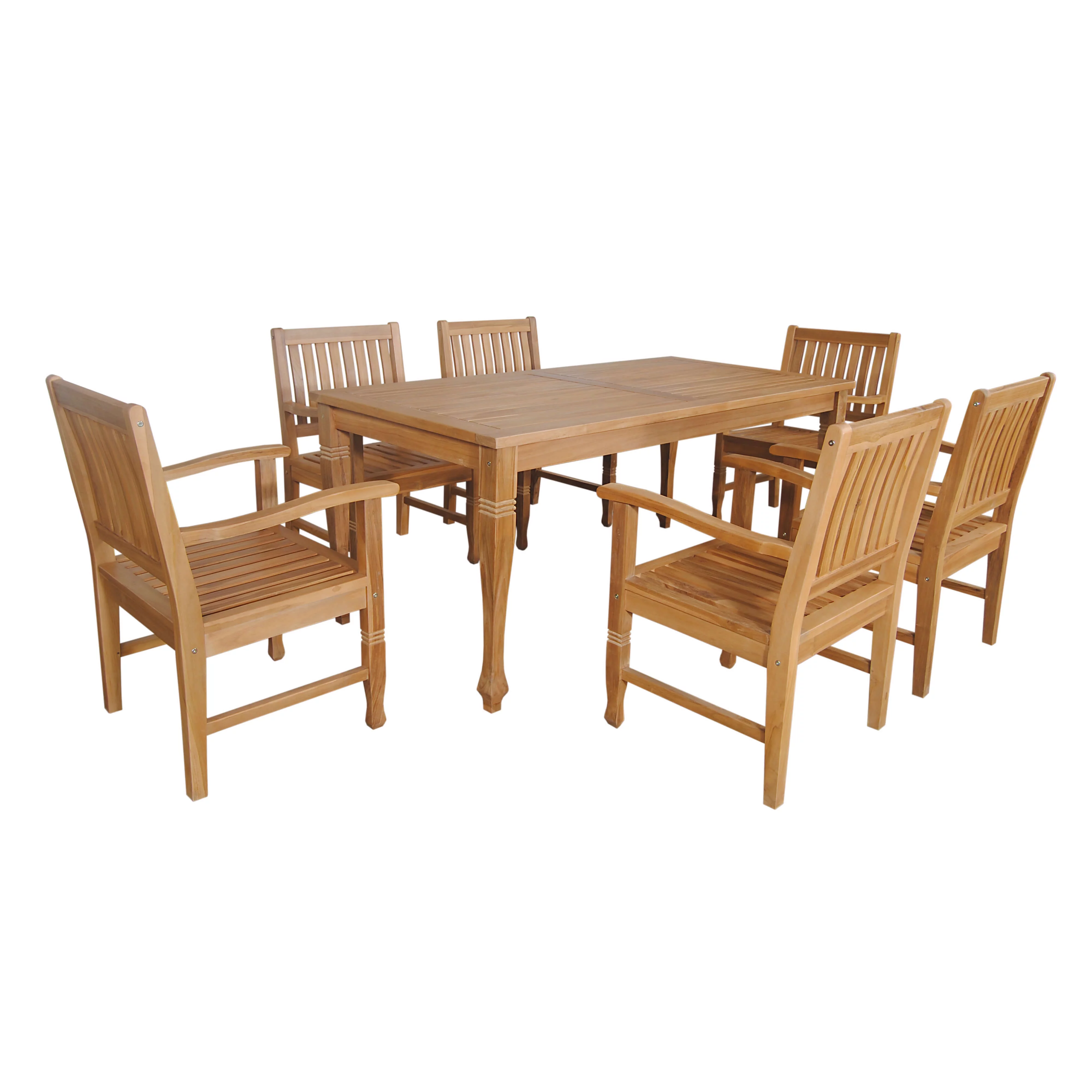 Anderson Teak Rockford 7-Pieces Outdoor Dining Set 6 Armchair, 1 Rect Table