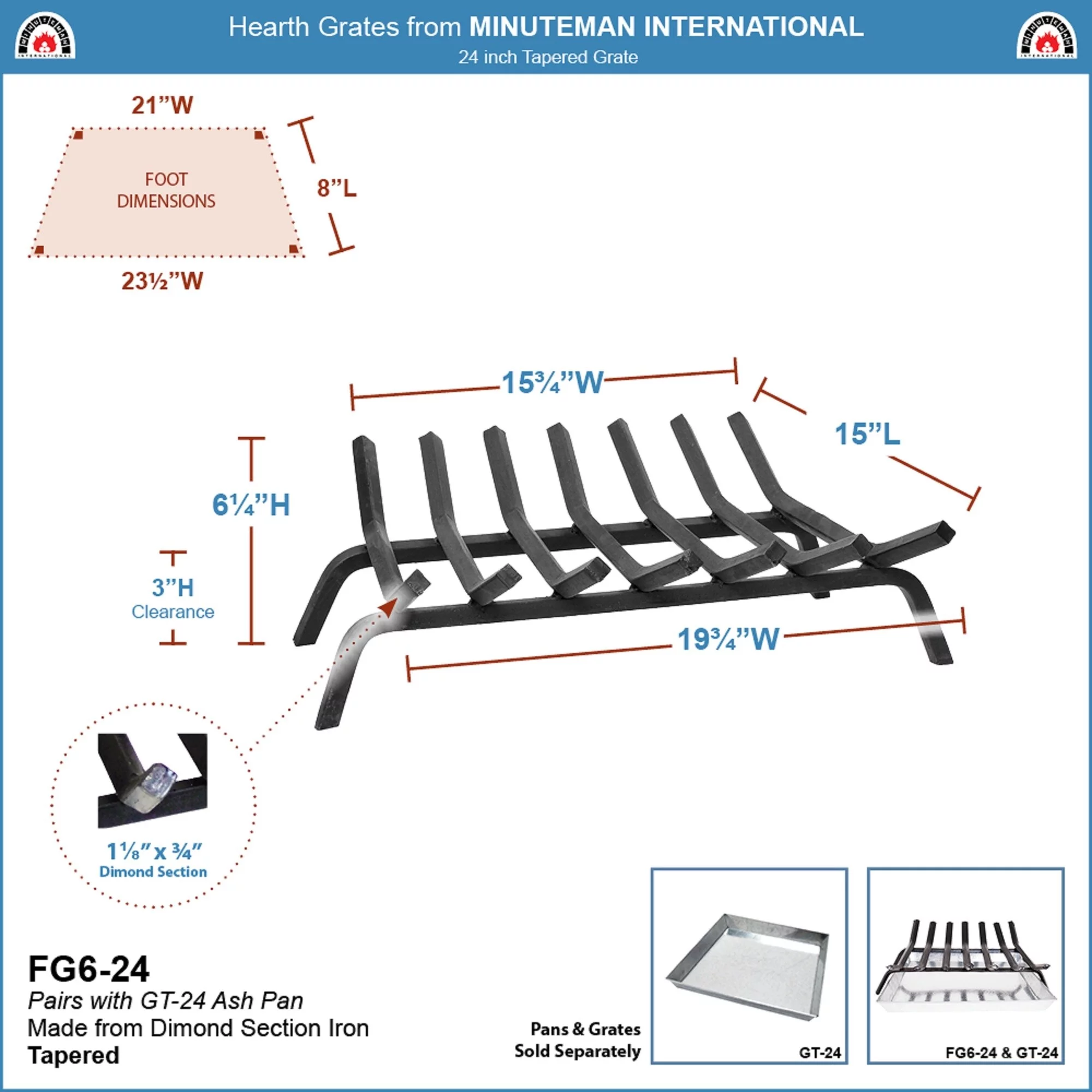 Minuteman International Standard Fireplace Grate