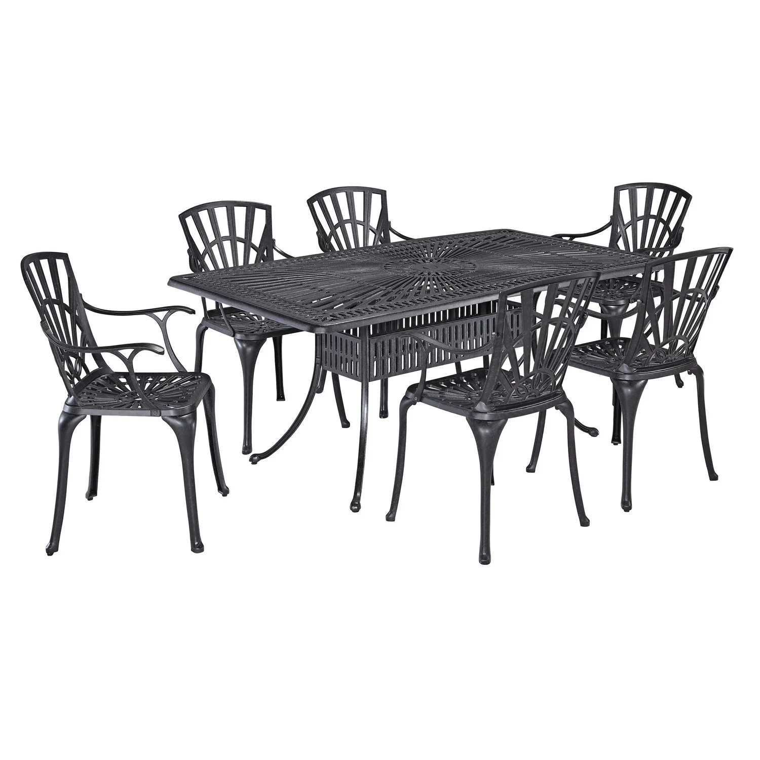 Homestyles Grenada Aluminum 7 Piece Outdoor Dining Set in Charcoal