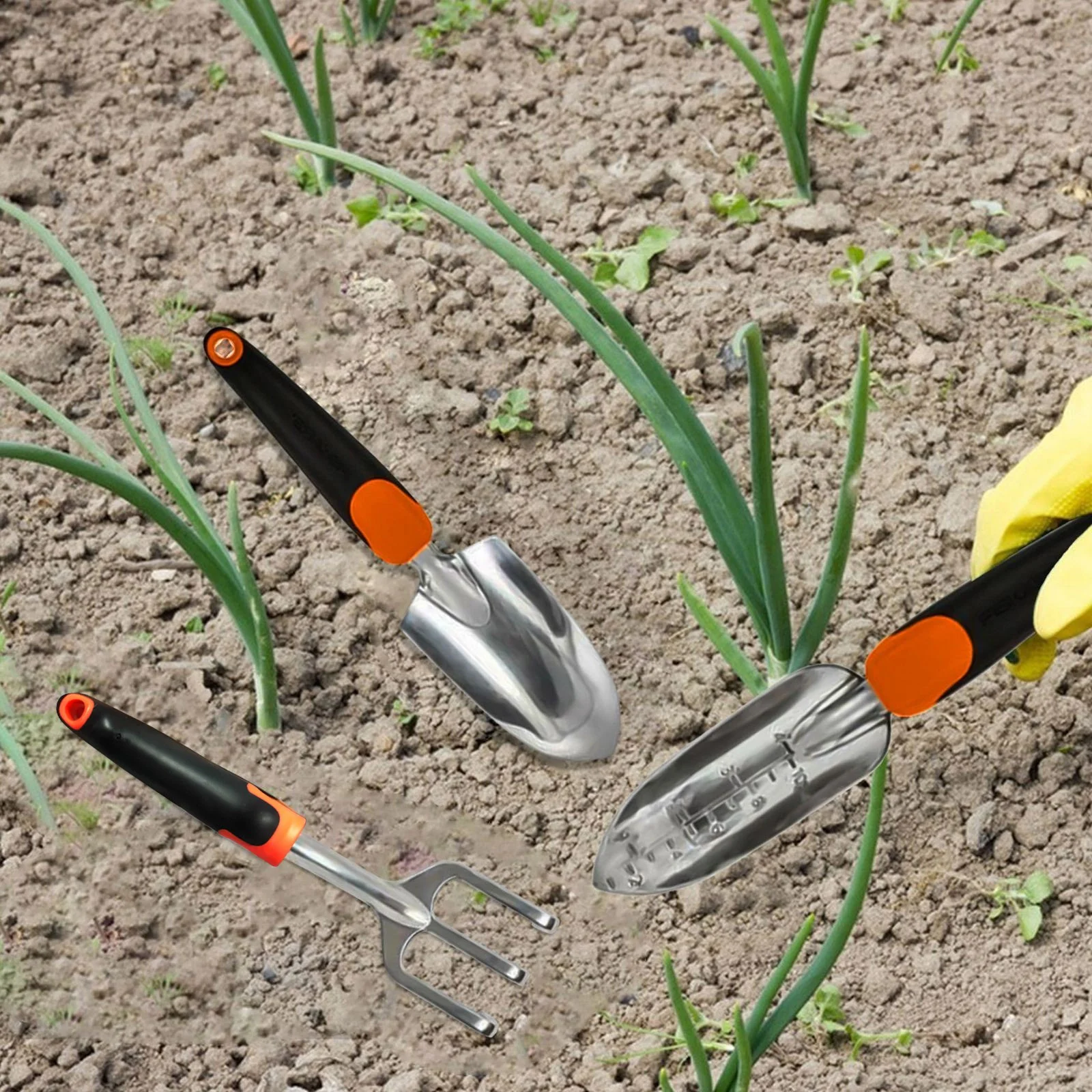 MVNSFEW Agricultural Tool Set Three Piece Aluminum Alloy Garden Tool Set Gardening Tool Set