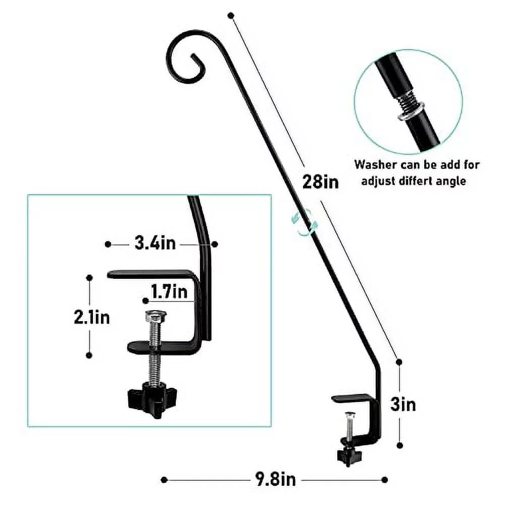 MIXXIDEA Deck Hook, Extensible and Adjustable Deck Hook for Hanging Bird Feeder, Plants, Suet Baskets,Wind Chimes,Lanterns (Curled Hook-1 Pack)