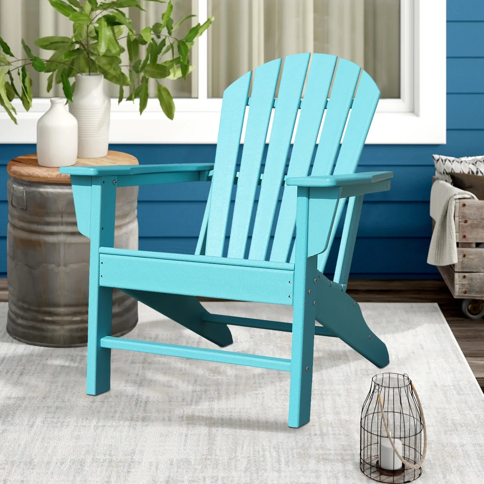 Tatahance Plastic Folding Adirondack Chair Blue