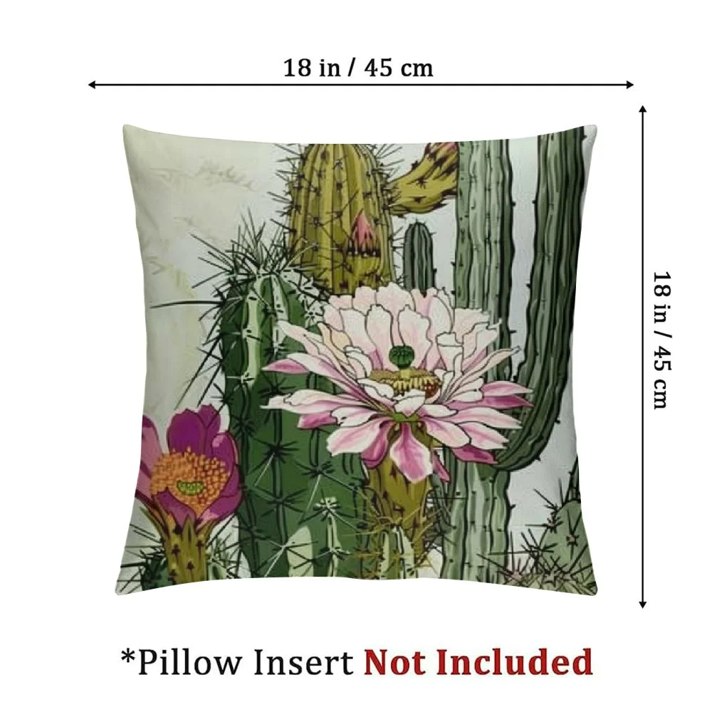 OBREWY Green Succulents and Cactus Plants with Flowers Pillow Case Set of 2 White