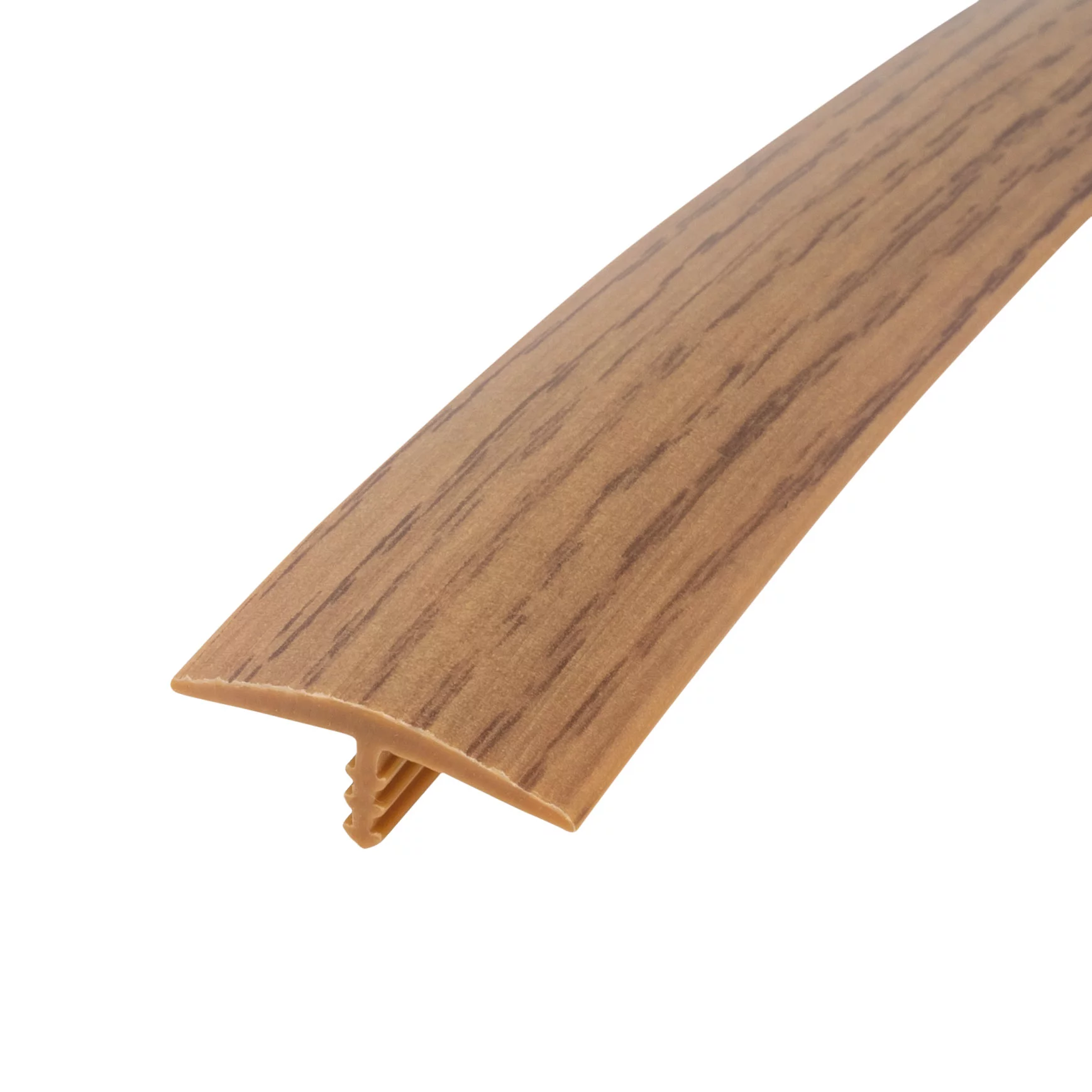 Outwater Plastic T-molding 1-1/8 Inch Natural Oak Woodgrain Flexible Polyethylene Center Barb Tee Moulding 250 Foot Coil