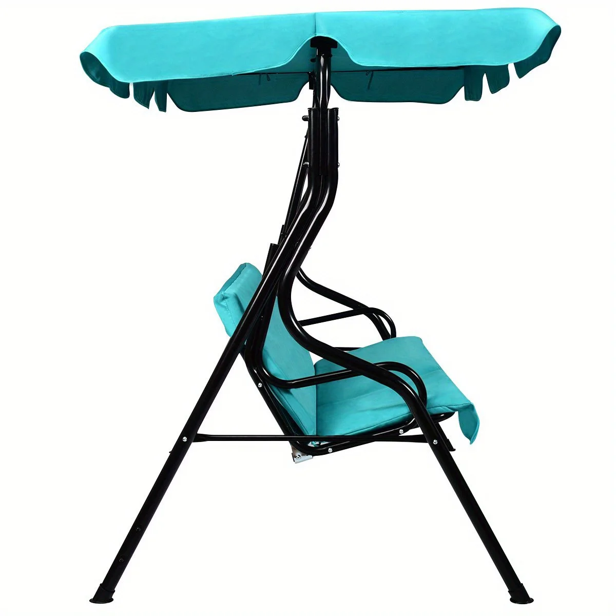 Patio 3 Seats Canopy Swing Glider Hammock Cushioned Steel Frame Backyard Blue