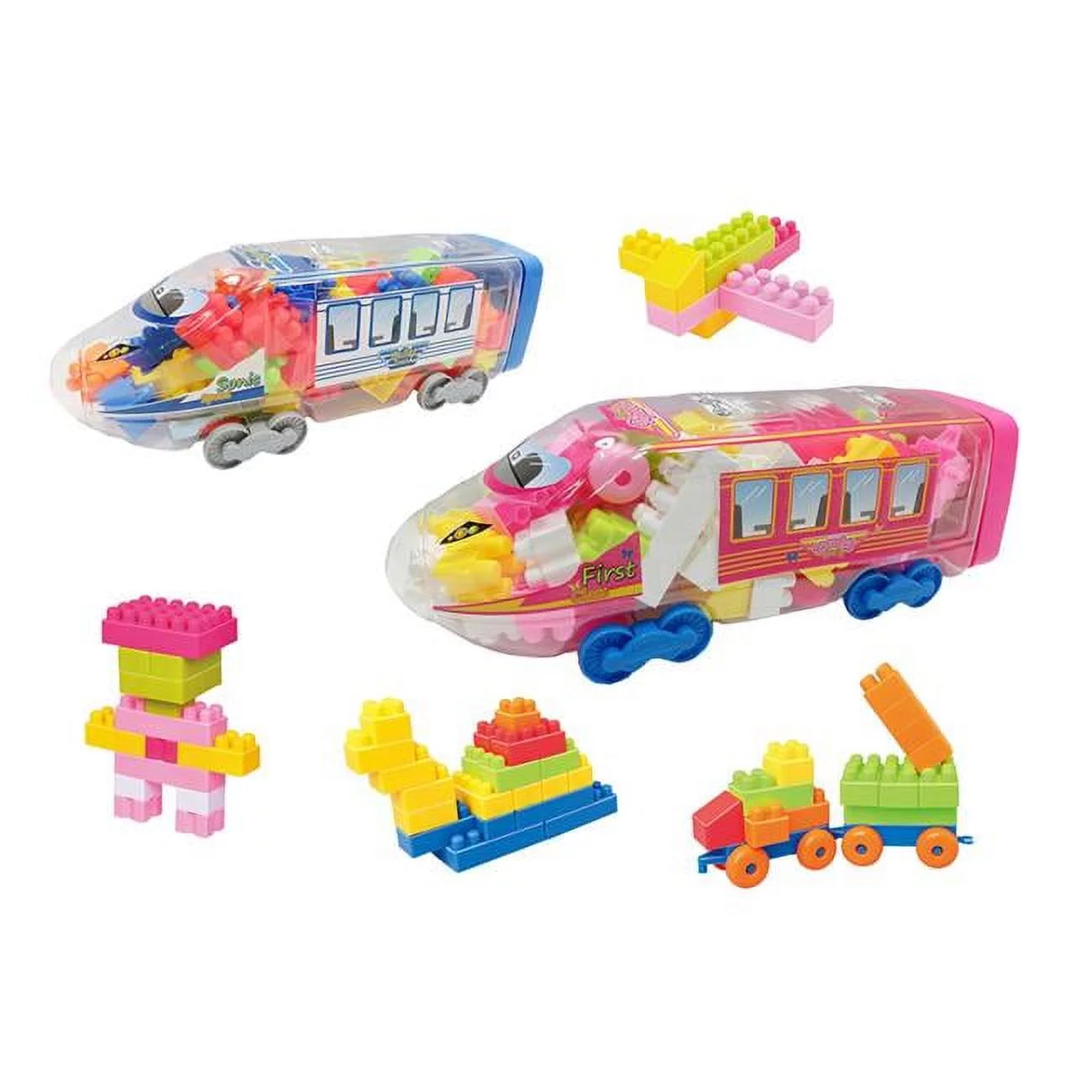 DDI 2331989 Building Block Train Vehicle Play Set - Assorted Color, Case of 24