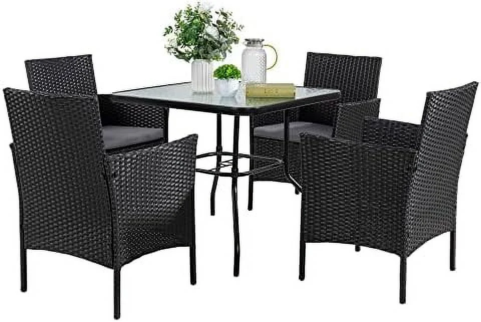 ASDRFYU 4 Pieces Outdoor Patio  Sets Conversation Sets Rattan Chair Wicker Set Coffee Table Outdoor Indoor Use Backyard Porch Garden Poolside Balcony (Brown)