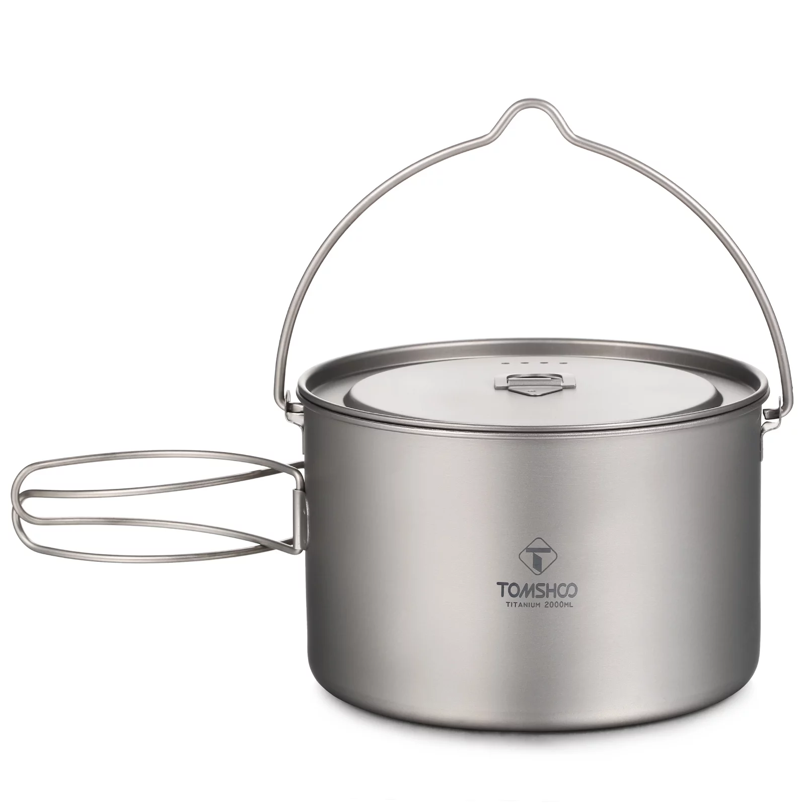 TOMSHOO Hanging Pot with Lid, Ultralight Cookware for Backpacking and Picnics