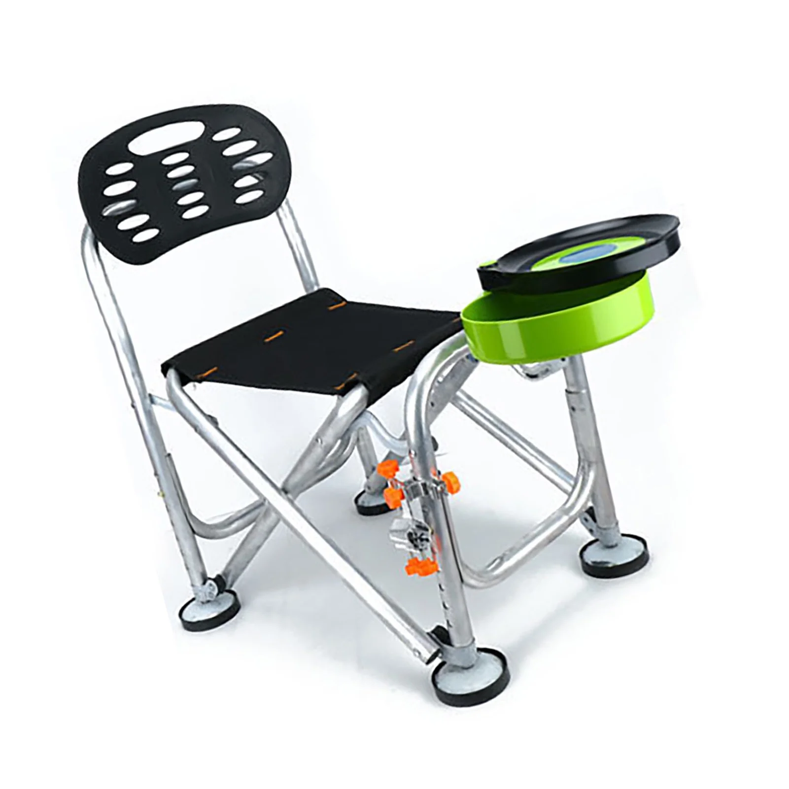 Goldmeet Folding Fishing Chair Aluminium Alloy 6 Levels Height Adjustable Collapsible Fishing Chair for Outdoor Fishing Camping Basic Version