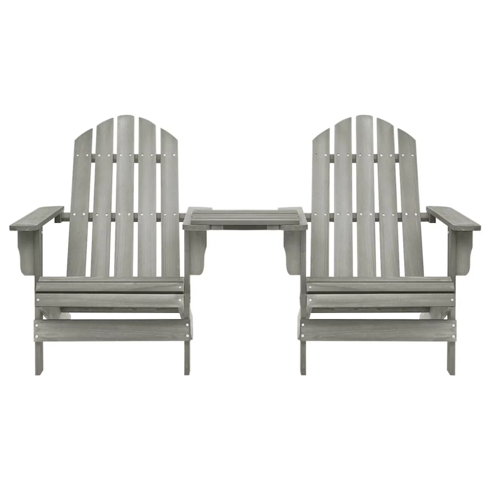 Tomshoo Patio Adirondack Chairs with Tea Table Solid Fir Wood Gray