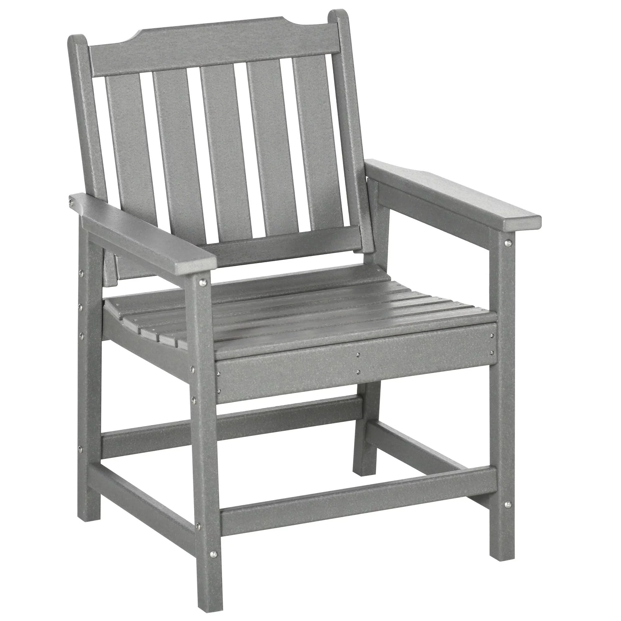 Patio Chairs with Armrests Slatted Back Outdoor Armchair Grey