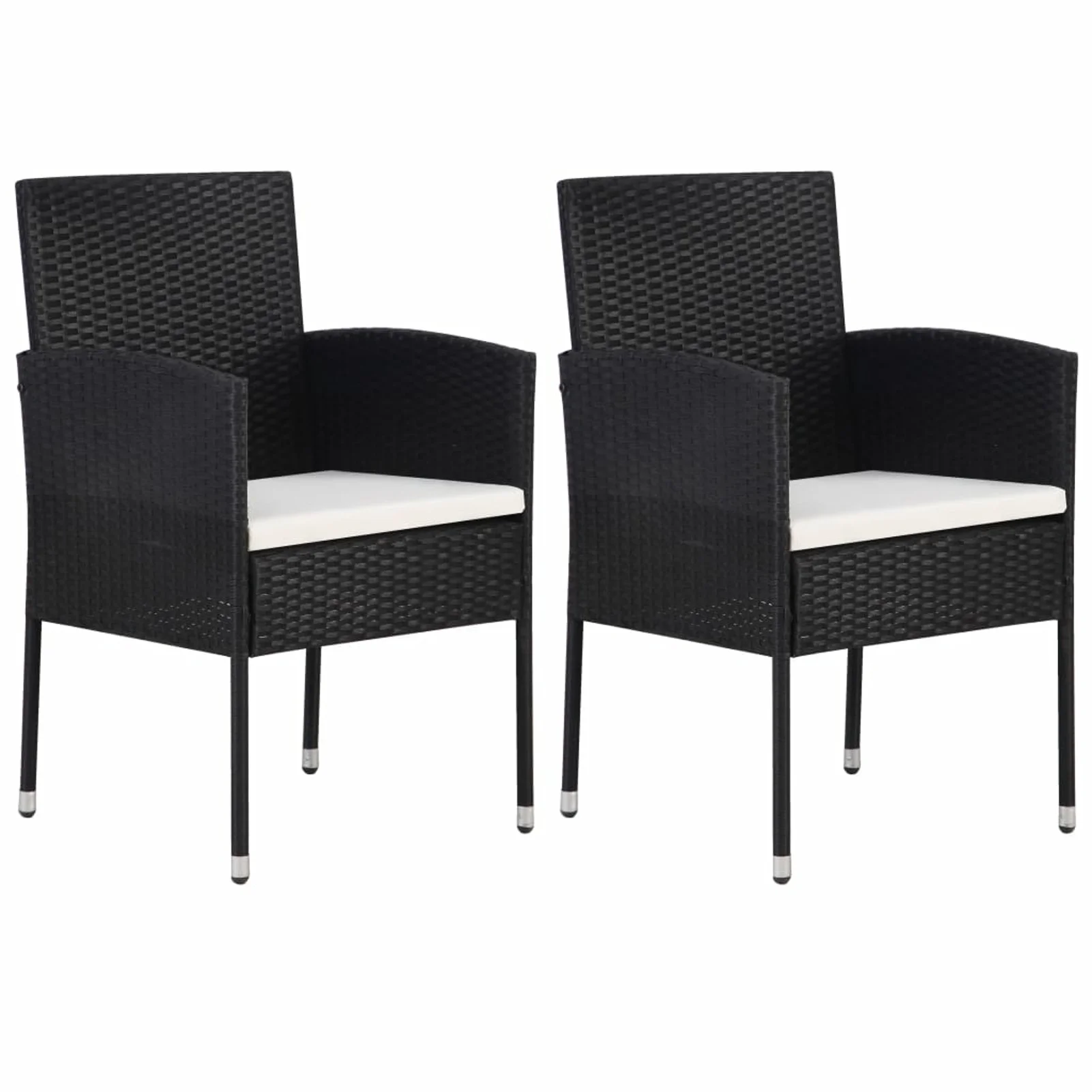 Dcenta Garden Chair, Patio Furniture 2 pcs Poly Rattan Black