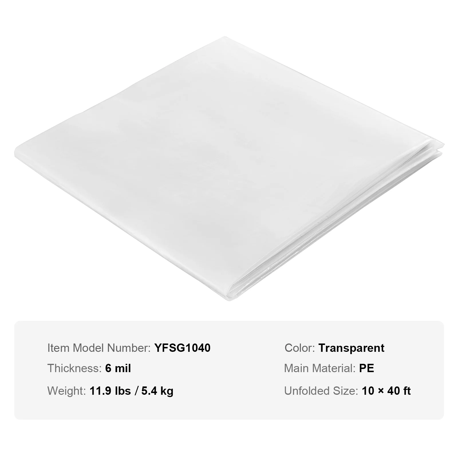 SKYSHALO Greenhouse Plastic Sheeting Clear Polyethylene Film 10 x 40 ft 6Mil