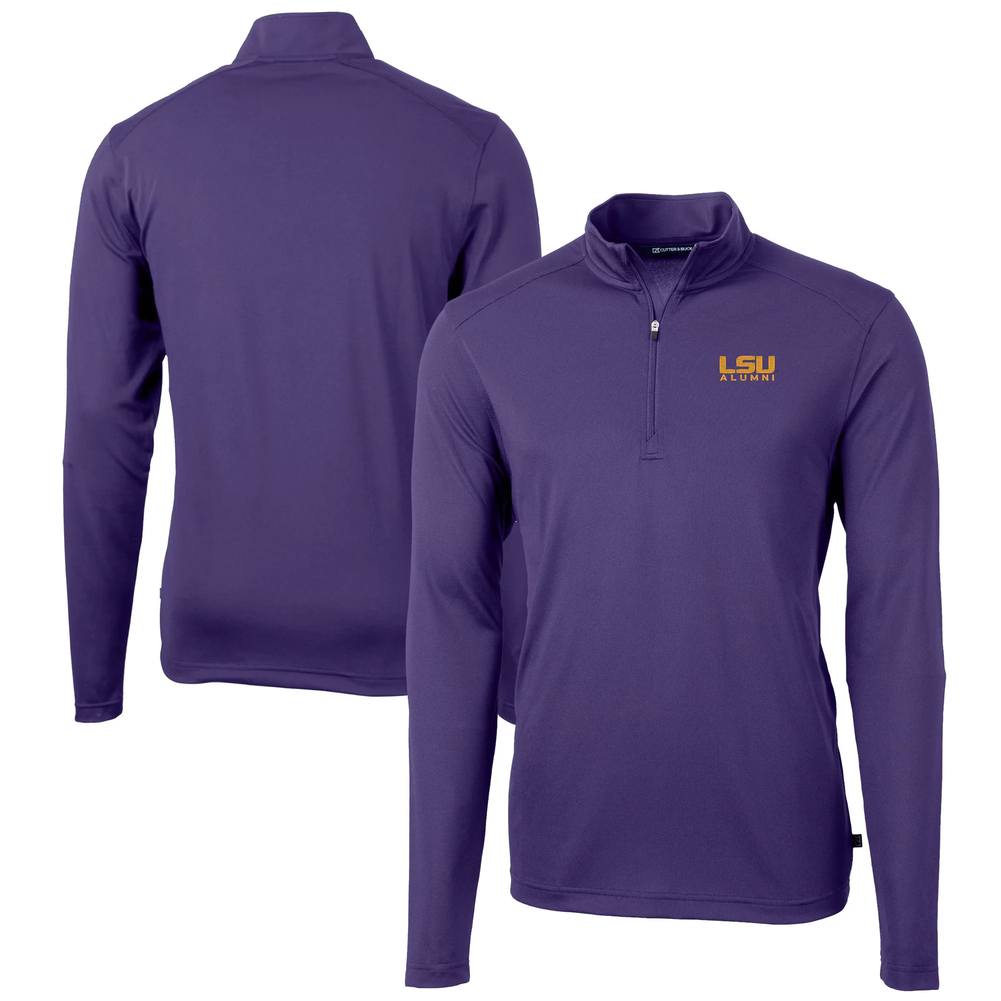 Men's Cutter & Buck  Purple LSU Tigers Alumni Logo Virtue Eco Pique Recycled Quarter-Zip Pullover Top