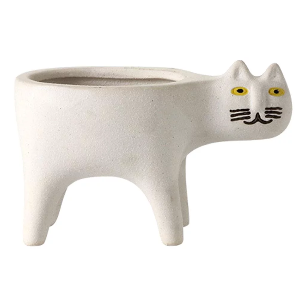 Ceramic Flower Planter Pot Micro Landscape Succulent Pots Flowerpot Decor Coarse Sand White