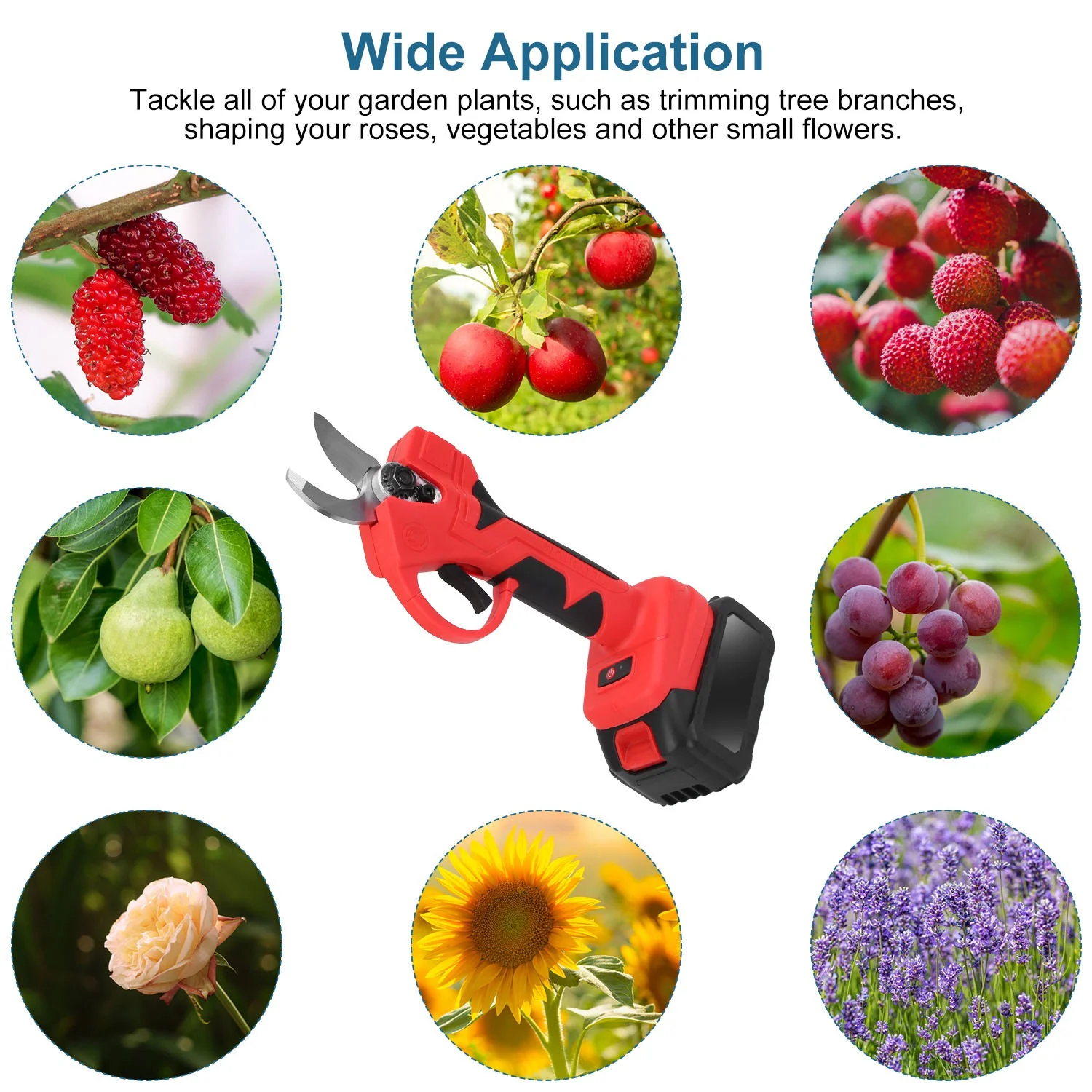 Professional Cordless Pruning Shears, 20V Electric Branch Scissors Tree Branch Cutter with 2 Rechargeable Batteries Sharpening Stone Blade Replacement Carry Box