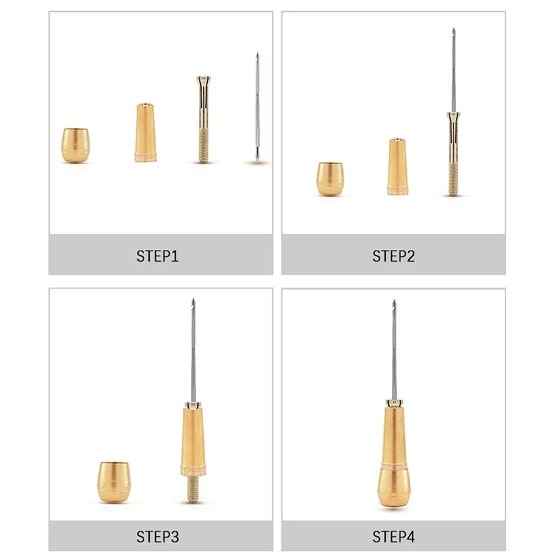 Racing Butterfly DIY Leather Sewing Kit Leather Sewing Awl Needle with Copper Handle Set Leather Canvas Shoes Repairing Tool with Nylon Thread