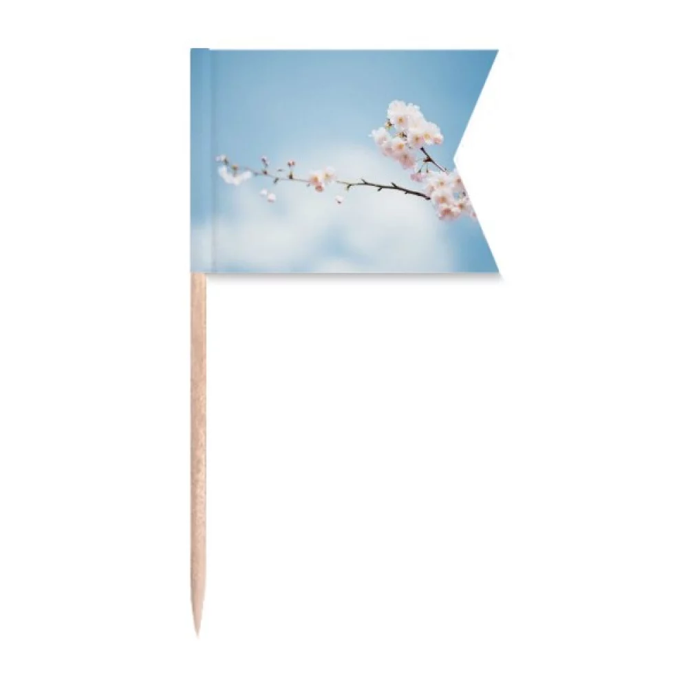 Plum Blossom Blue Sky Clouds Toothpick Flags Labeling Marking for Party Cake Food Cheeseplate