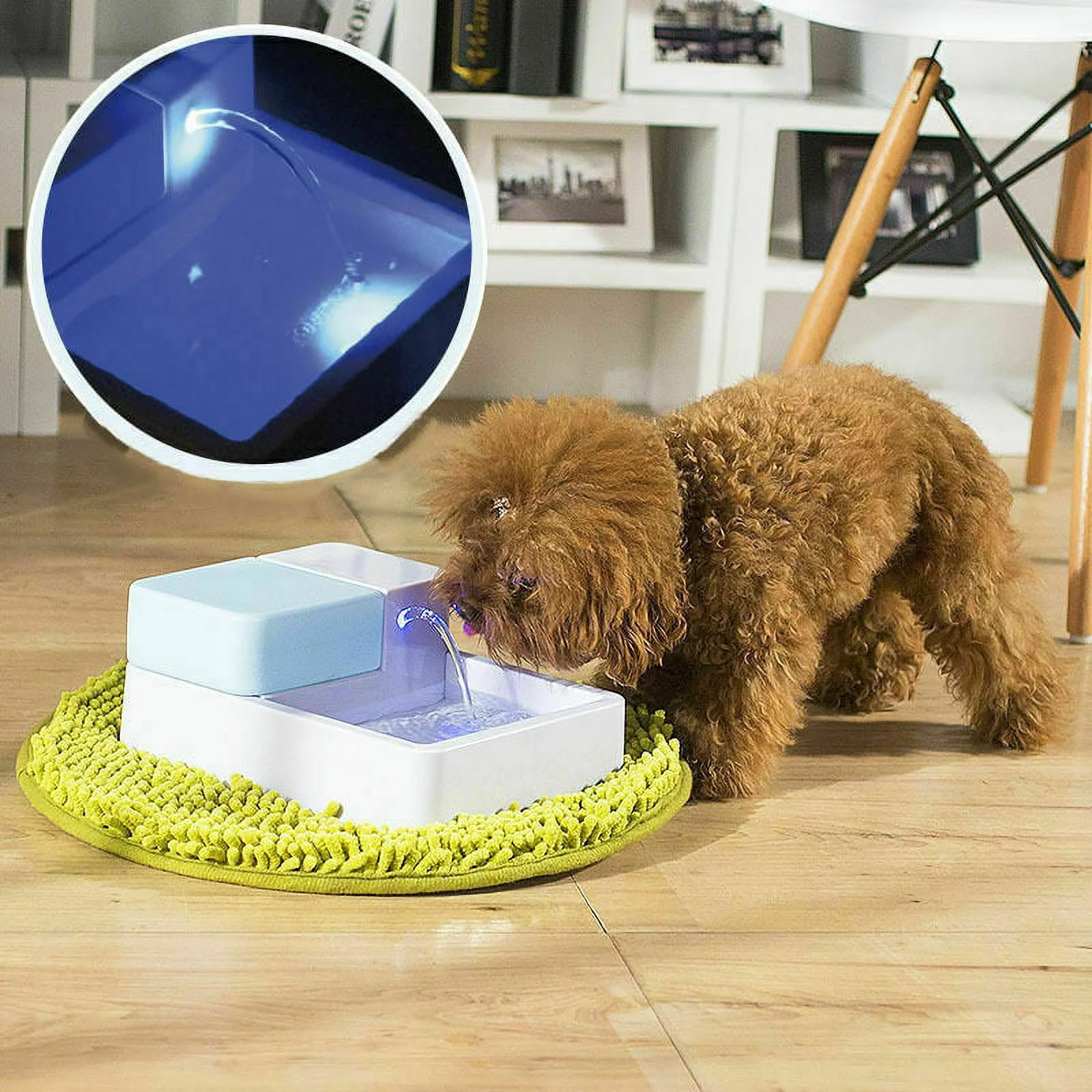 SHANNA 1.8L Automatic Pet Water Fountain Dogs Cats Drinking Bowl Water Dispenser with LED Light +UV Function