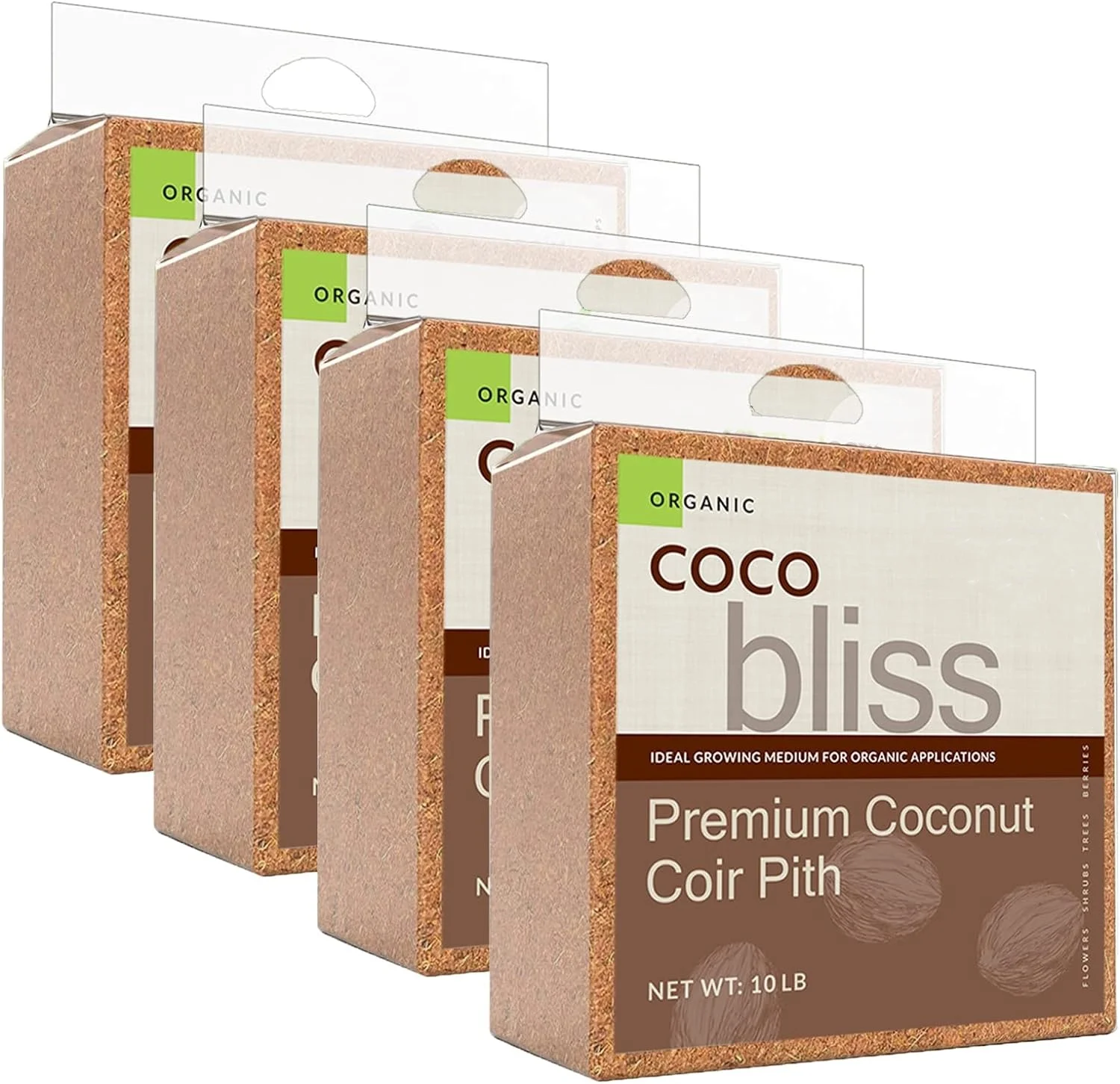 Premium Coconut Coir Pith with Low EC and pH - 100% Organic & OMRI Listed Potting Soil Substrate for Plants, Seeds, and Gardens (40 lbs)