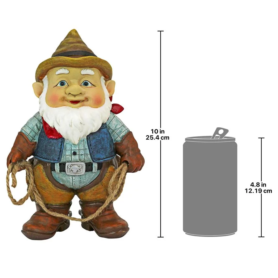 Garden Gnome Statue - Country Cowboy Klaus Garden Gnome - Lawn Gnome