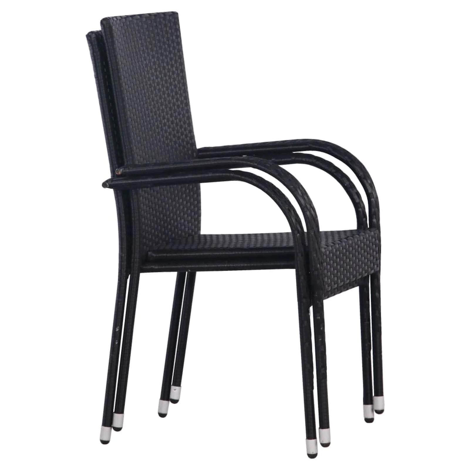 walmeck Stackable Patio Chairs 2 pcs Poly Rattan Black