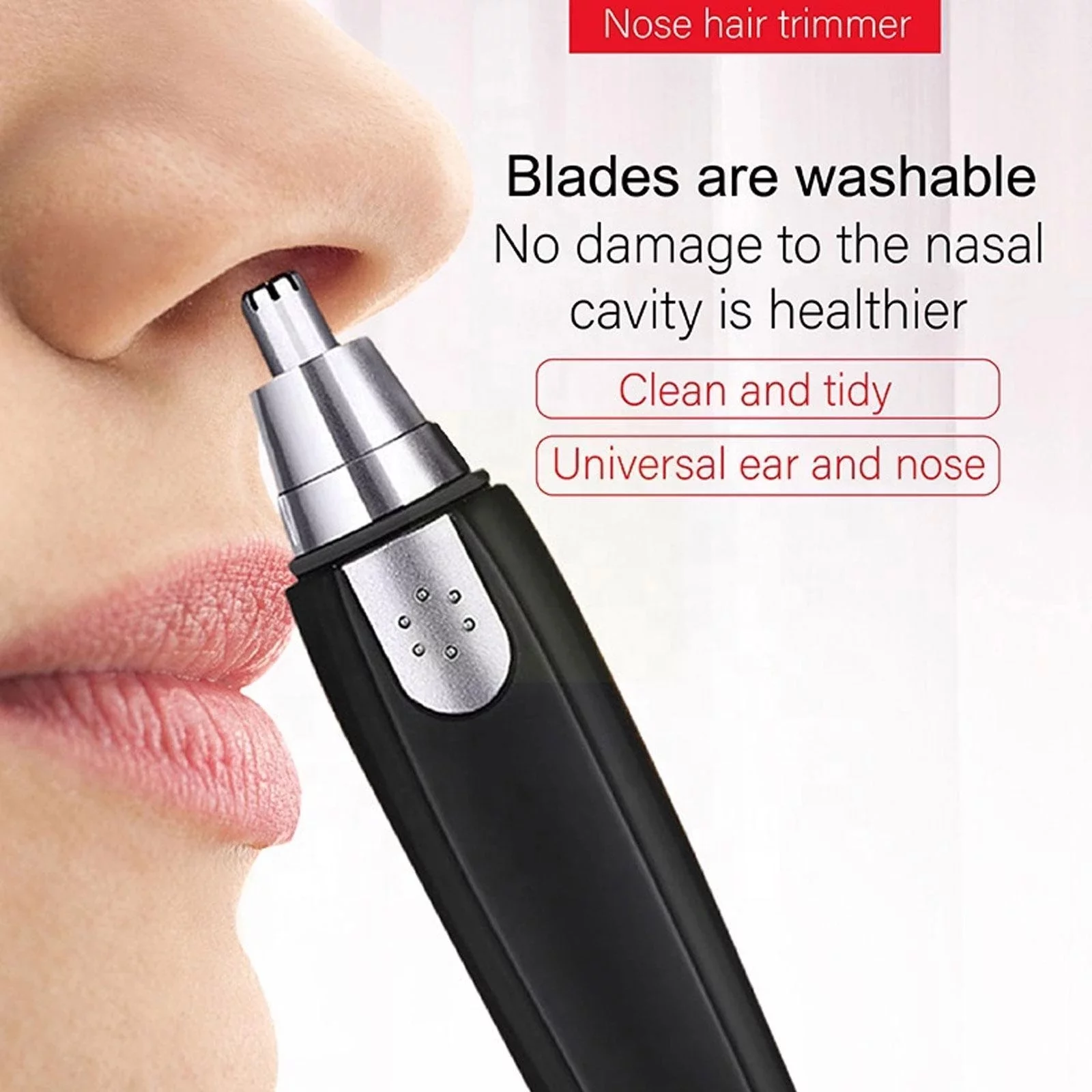1PC Electric Nose Hair Trimmer, Professional Painless Nose And Ear Hair Trimmer For Women Men Waterproof Stainless Steel Head Dual Edge Blades Nose Hair Remover Mute Efficient Easy Cleansing