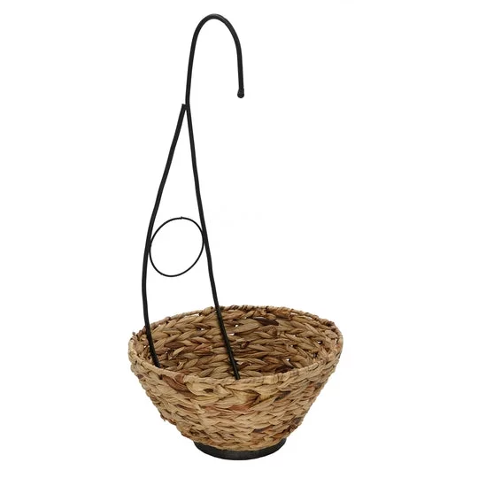 House of Silk Flowers Artificial Fern in Natural Water Hyacinth Hanging Basket