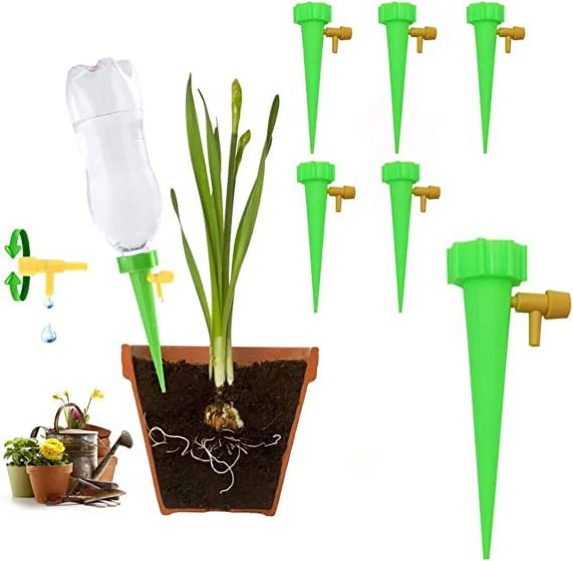 Plant Self Watering Devices - 12 Pcs Automatic Irrigation Equipment Plant Water with Slow Release Control Valve, Adjustable Water Volume Drip System for Home and Vacation Plant Watering
