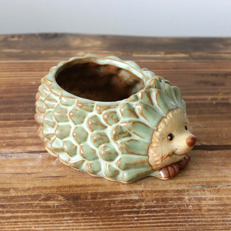 Ceramic Kiln-Glazed Hedgehog Succulent Flower Pot