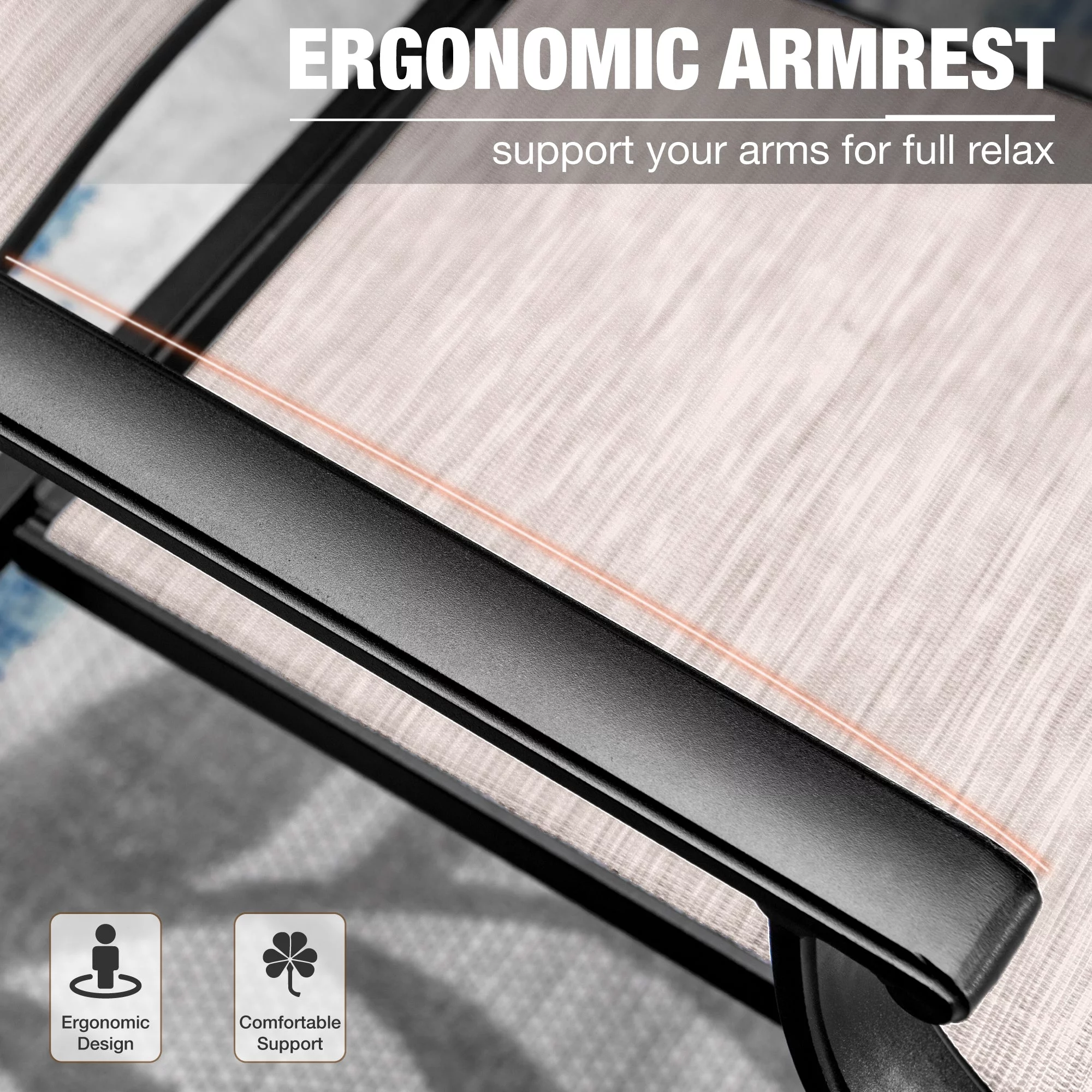 Summit Living 2 Pieces Outdoor Premium Cast Aluminum Dining Chairs,Stackable Patio Chairs,Black&Beige