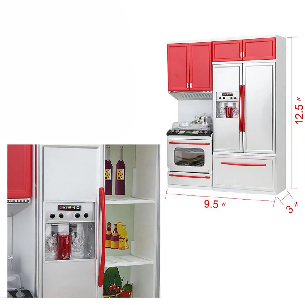 YHAIOGS New Red Mini Kitchen Pretend Play Cooking Set Cabinet STOve Girls TOy Gift