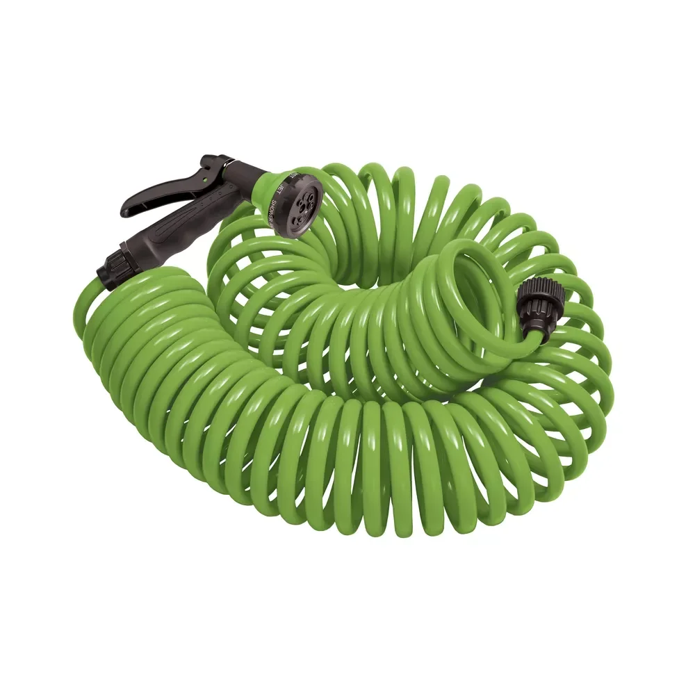 ZAJ 3/8 in. Diameter X 25 ft. Long Retractable Coiled Garden Hose, Eight Spray Patterns