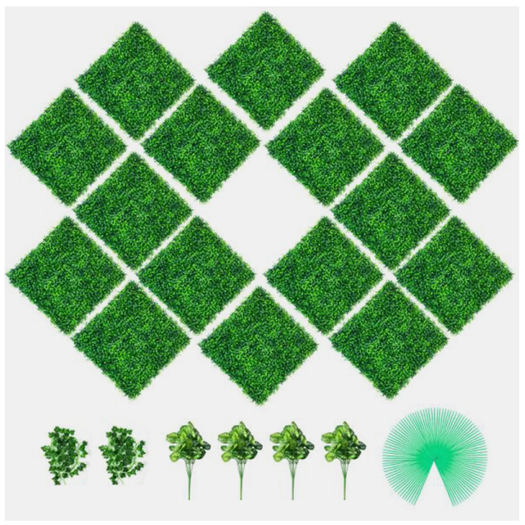 Artificial Faux Boxwood Hedge Walls Privacy Garden Screen Panels - 16 PCS 20